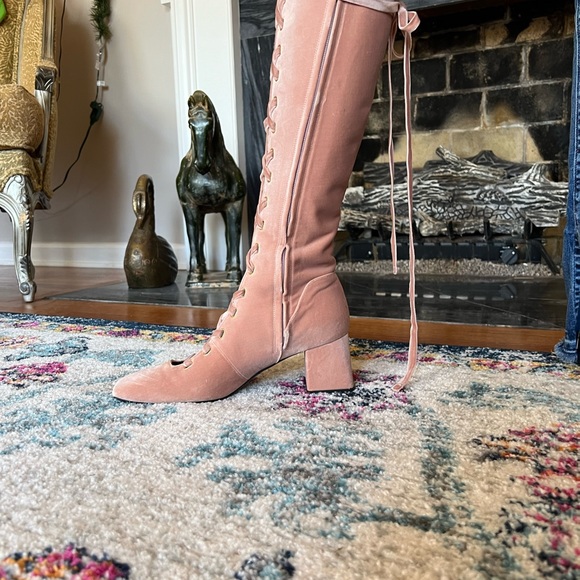 Zimmermann pink velvet boots worn once - Picture 8 of 11